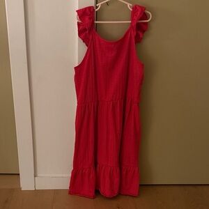 Red Sleeveless Ruffle Dress